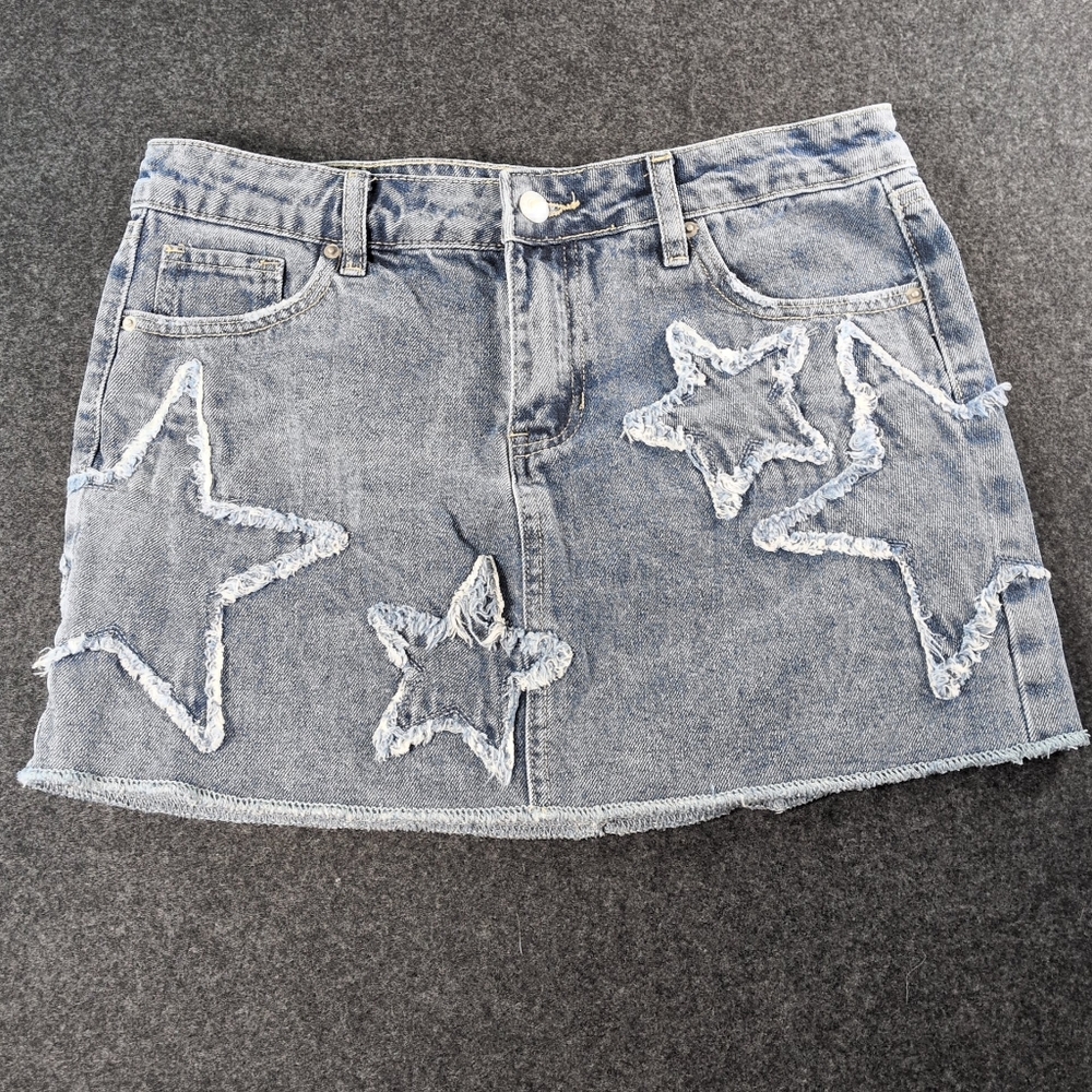 Ashley Mason Blue Star Patchwork Mini Skirt
